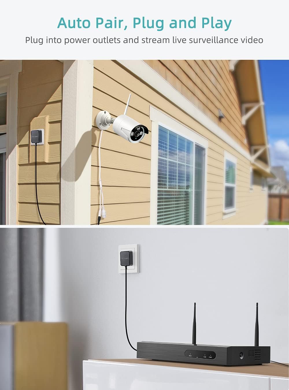Wireless Security Camera Outdoor with 1TB Hard Drive, 1080P 8CH NVR 4Pcs Home WiFi Security Camera System with Night Vision, Waterproof, Motion Alert, Remote Access, One-Way Audio
