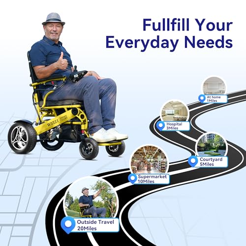 Intelligent Folding Electric Wheelchair for Adults, Lightweight Foldable Powered Wheelchair, Power Wheelchair, Portable Folding Carry Wheelchairs, Durable Wheelchair