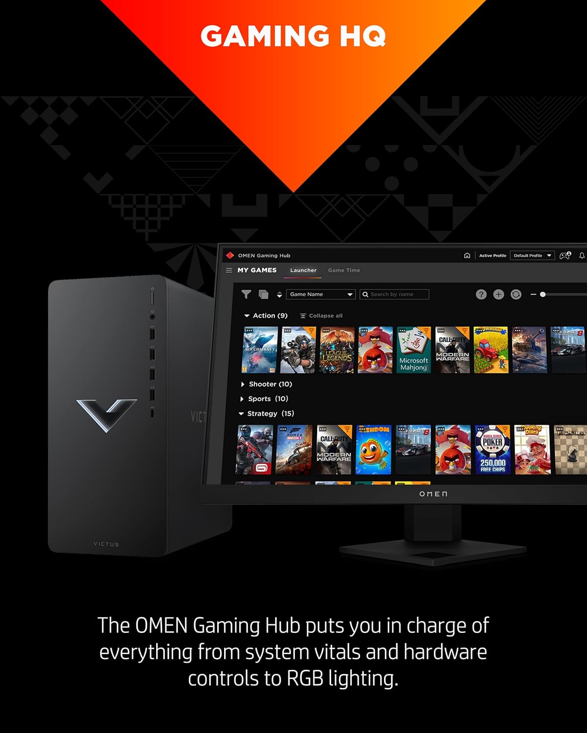 HP Victus 15L Gaming Desktop Bundle PC, AMD RX6400 Graphics, AMD Ryzen 5 5600G,32GB SDRAM, 1TB SSD + 1TB HDD, Windows 11 Home OS, RGB Lighting, Wi-Fi & Bluetooth (TG02-0013w,2023)