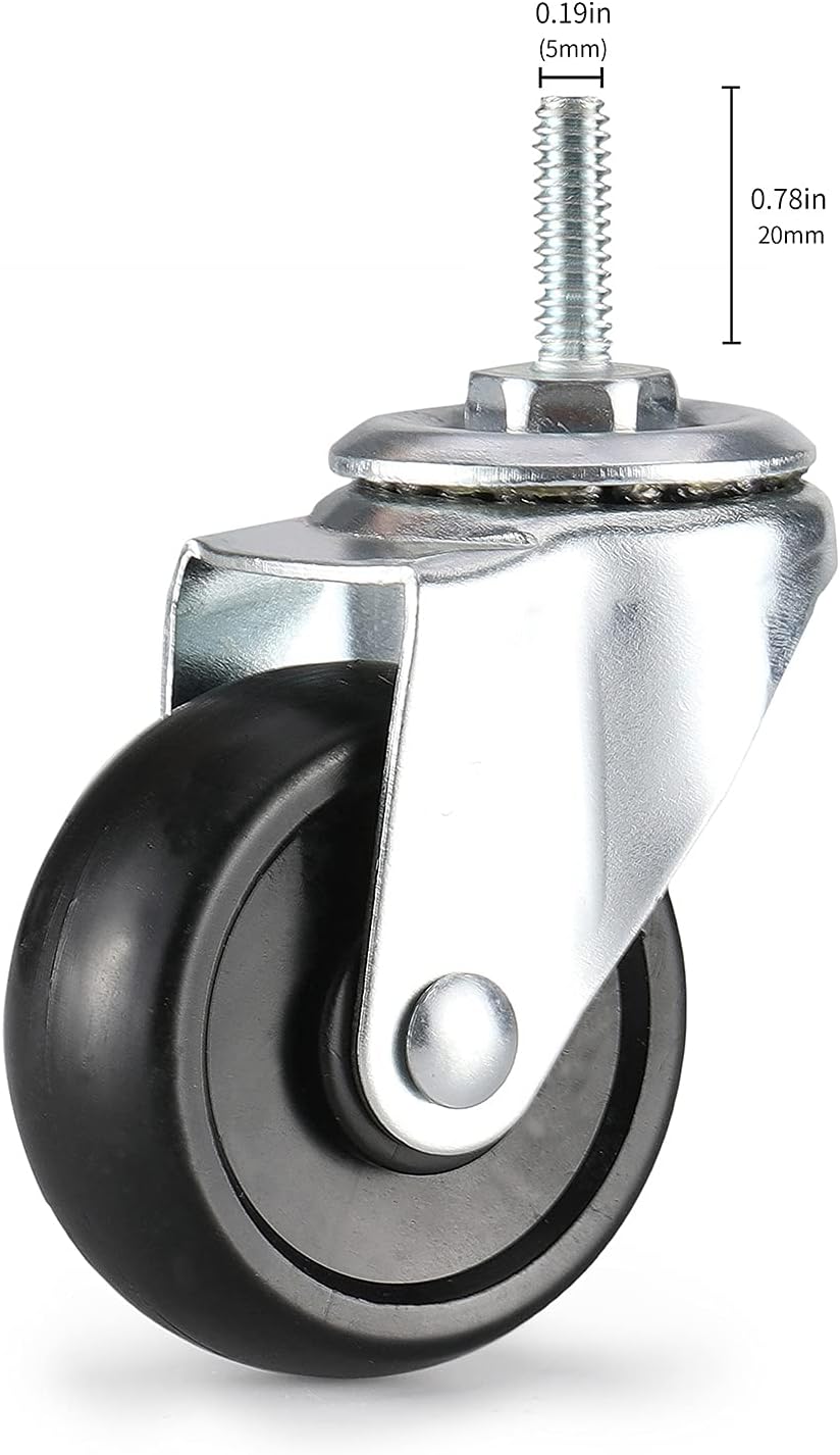 NW Wire Shelving Casters,2 Diameter,Set of 4,Caster Roller Wheels for Shelving Unit,Wire Shelf Wheels,Wire Rack Wheels Industrial, Black,Heavy Duty