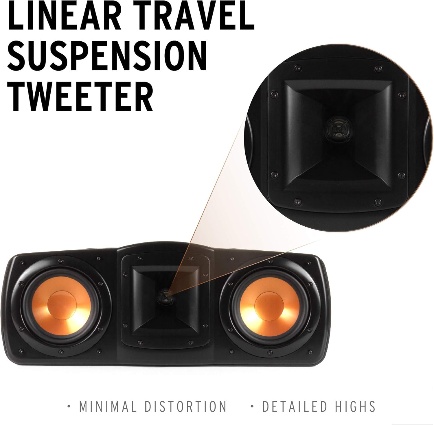 Klipsch Synergy Black Label C-200 Center Channel Speaker for Crystal-Clear Dialogue and Vocals with Proprietary Horn Technology, Dual 5.25” High-Output Woofers, and Dynamic 1” Tweeter in Black
