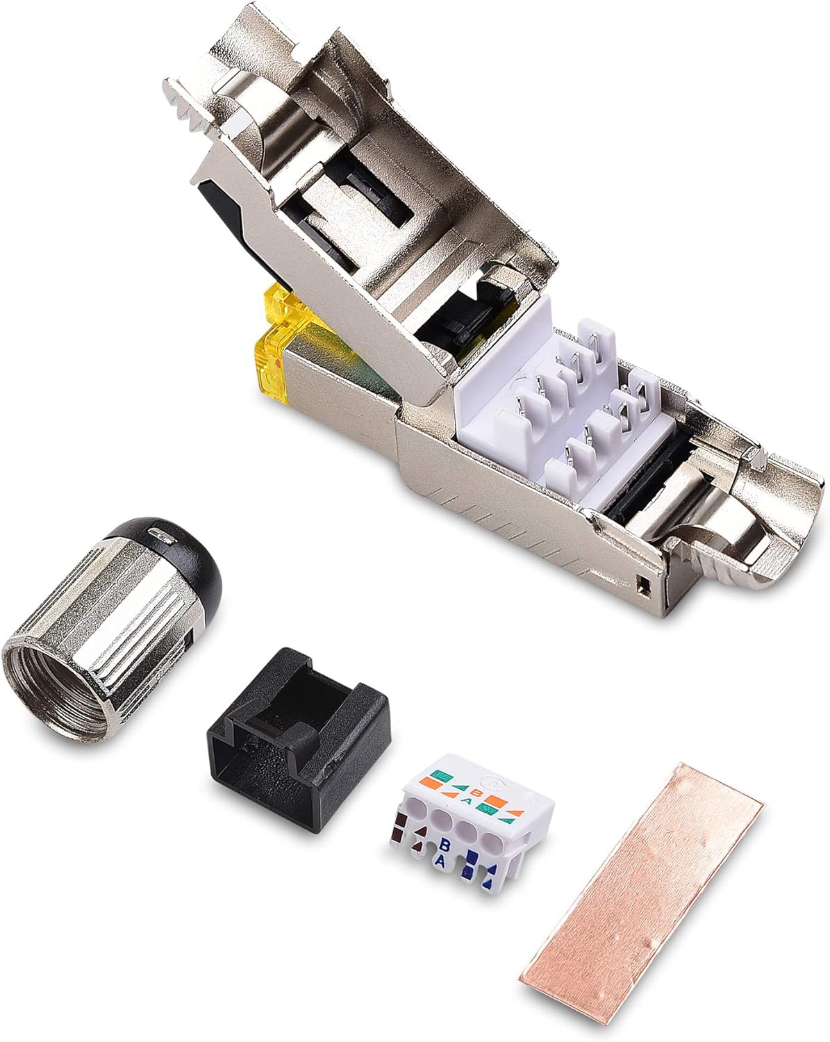 Cable Matters 6-Pack Tool Free Shielded RJ45 Cat 8, Cat8 Field Termination Plug, Cat8 Connector, Cat8 Plug