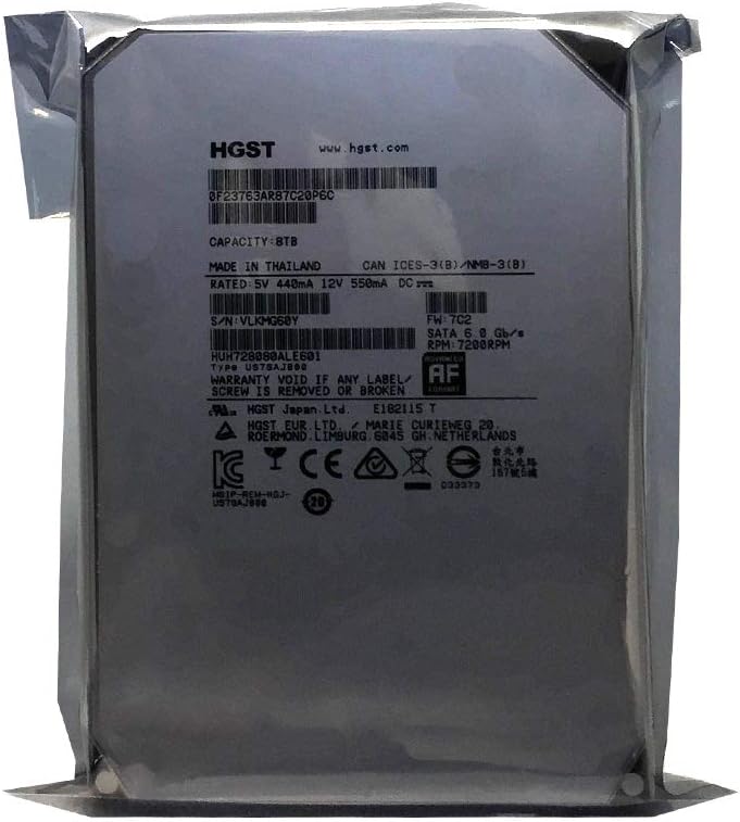 HGST Ultrastar He8 HUH728080ALE601 8TB 7200RPM 128MB Cache SATA 6.0Gb/s 3.5inch Enterprise Hard Drive - 5 Year Warranty (Renewed)
