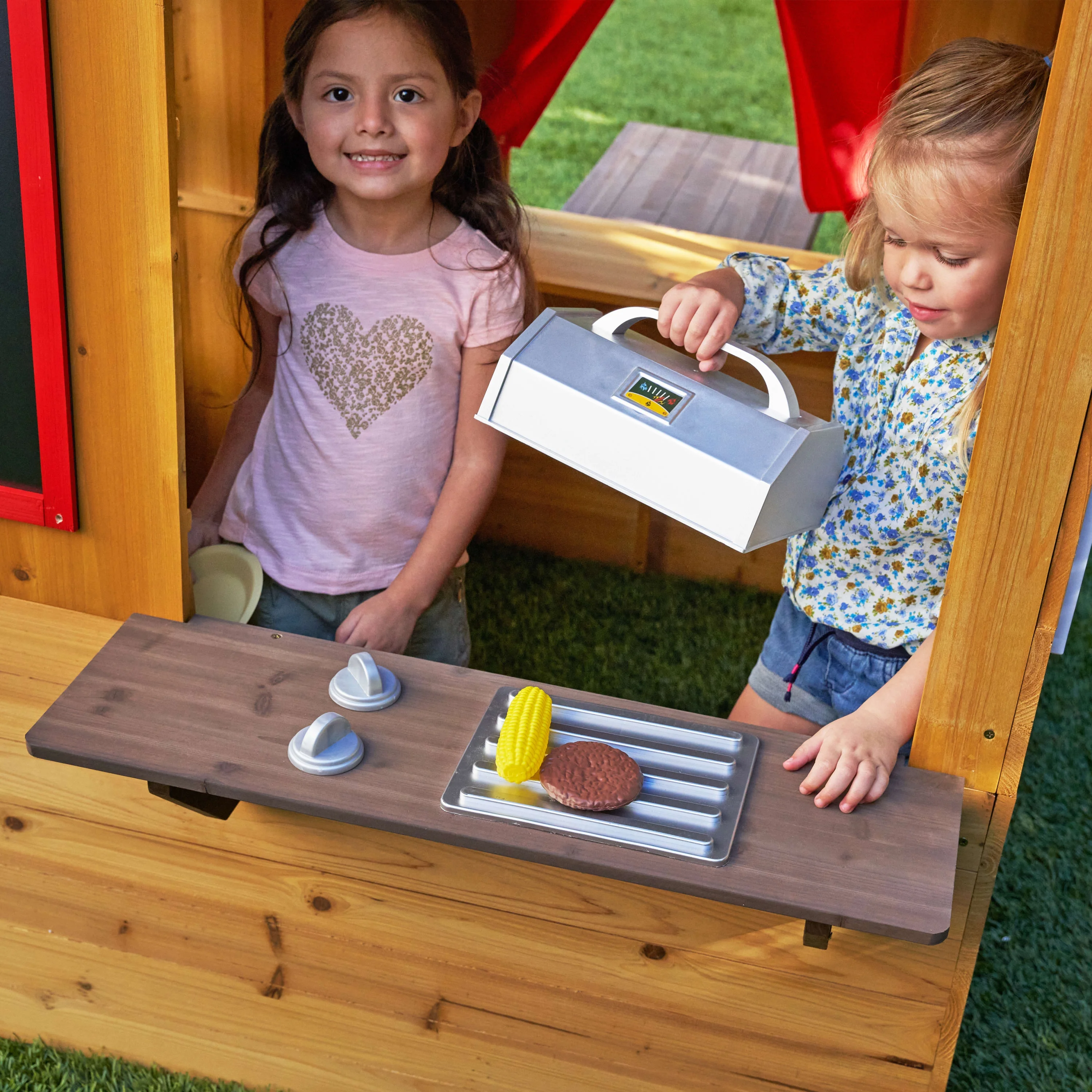 KidKraft Modern Outdoor Wooden Playhouse with Picnic Table