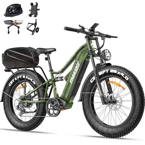 FREESKY 2000W Electric Bike with BAFANG Motor & 48V 30Ah Samsung Cells Battery, 35MPH Max Speed, 120 Miles Range, Full Suspension Mountain Ebike for Adult, 26" Fat Tires, Smart Keys, Hydraulic Brakes
