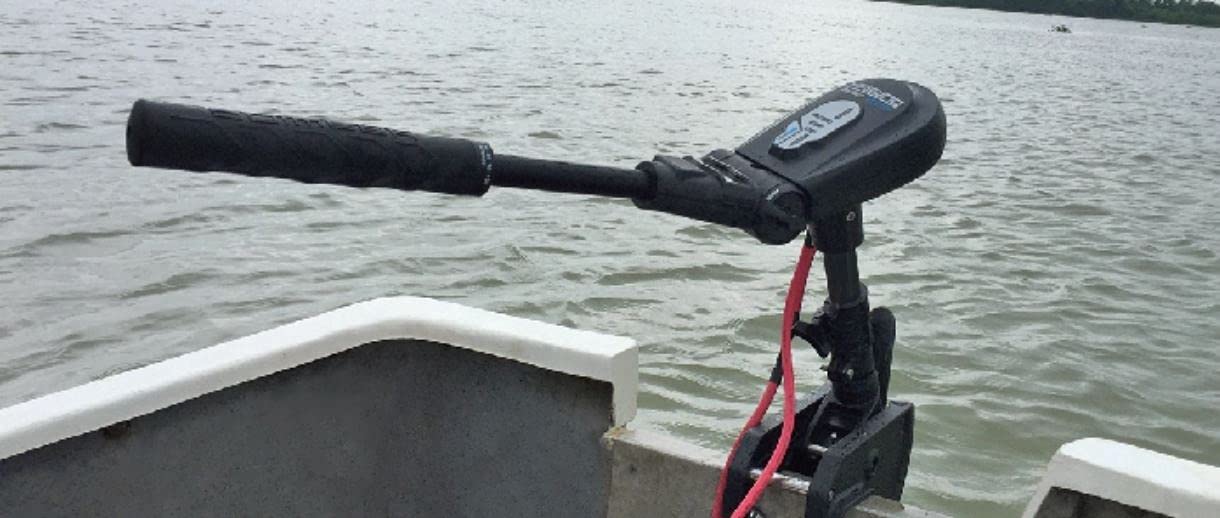 HASWING OUTDOOR Electric Trolling Motor 12V 1 HP Power 35.4 Inch Shaft Protruar Brushless Transom Mount Bracket Stepless Speed Control Folding Handle Boat Fishing Freshwater Saltwater 50744