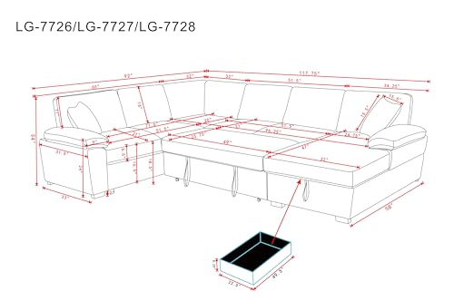 Oversized U-Shaped Sectional Sofa Couch Plush Corduroy Upholstered Modular Deep Seat Sofa&Couch Sectional W/Right Facing Chaise Lounge and 7 Toss Pillows for Home Apartment Living Room Furniture Sets