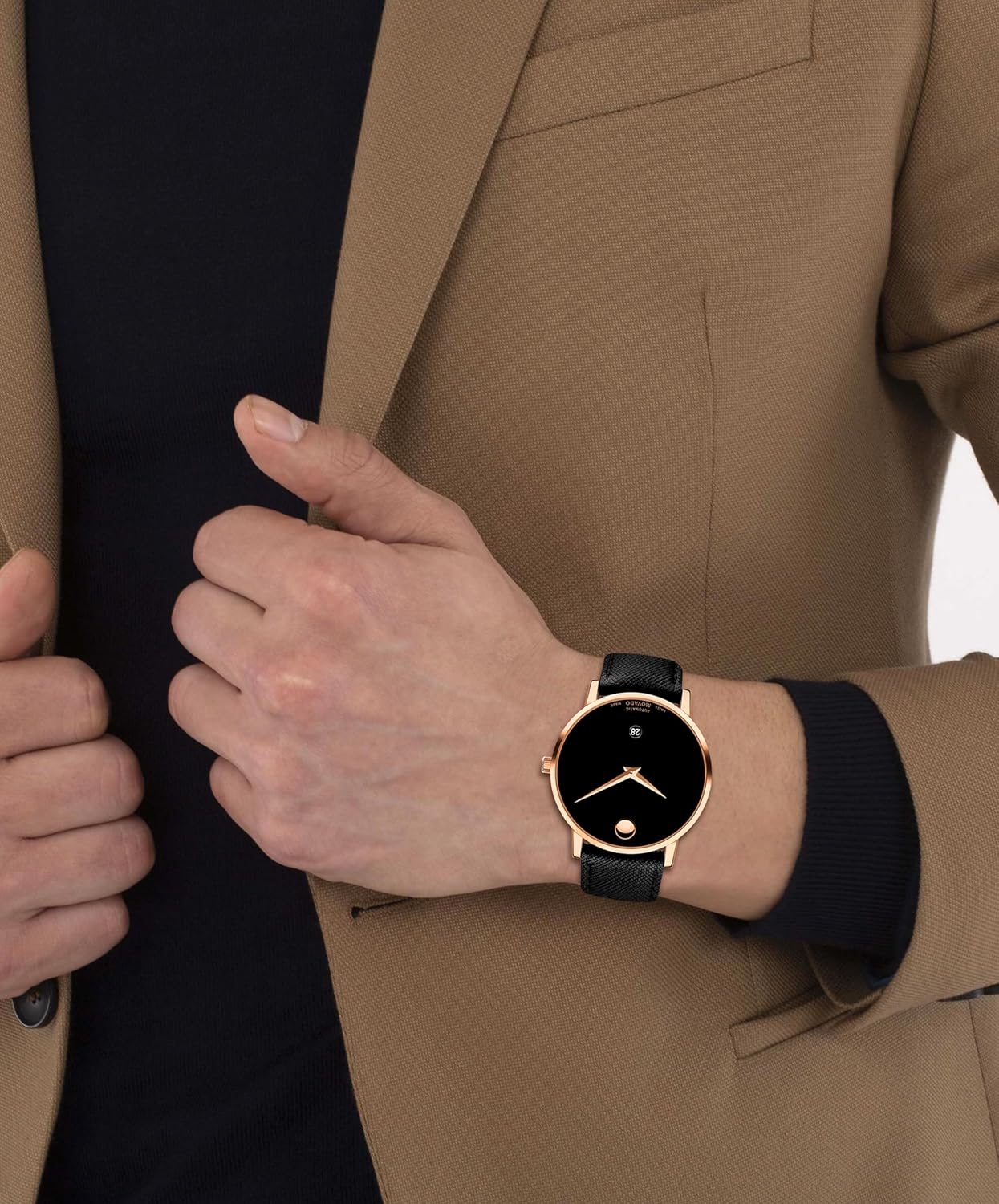 Movado Museum Classic Men's Watch - Swiss Automatic Movement, Calfskin Strap - 3 ATM Water Resistance - Classic, Luxury Fashion Timepiece for Him - 40mm
