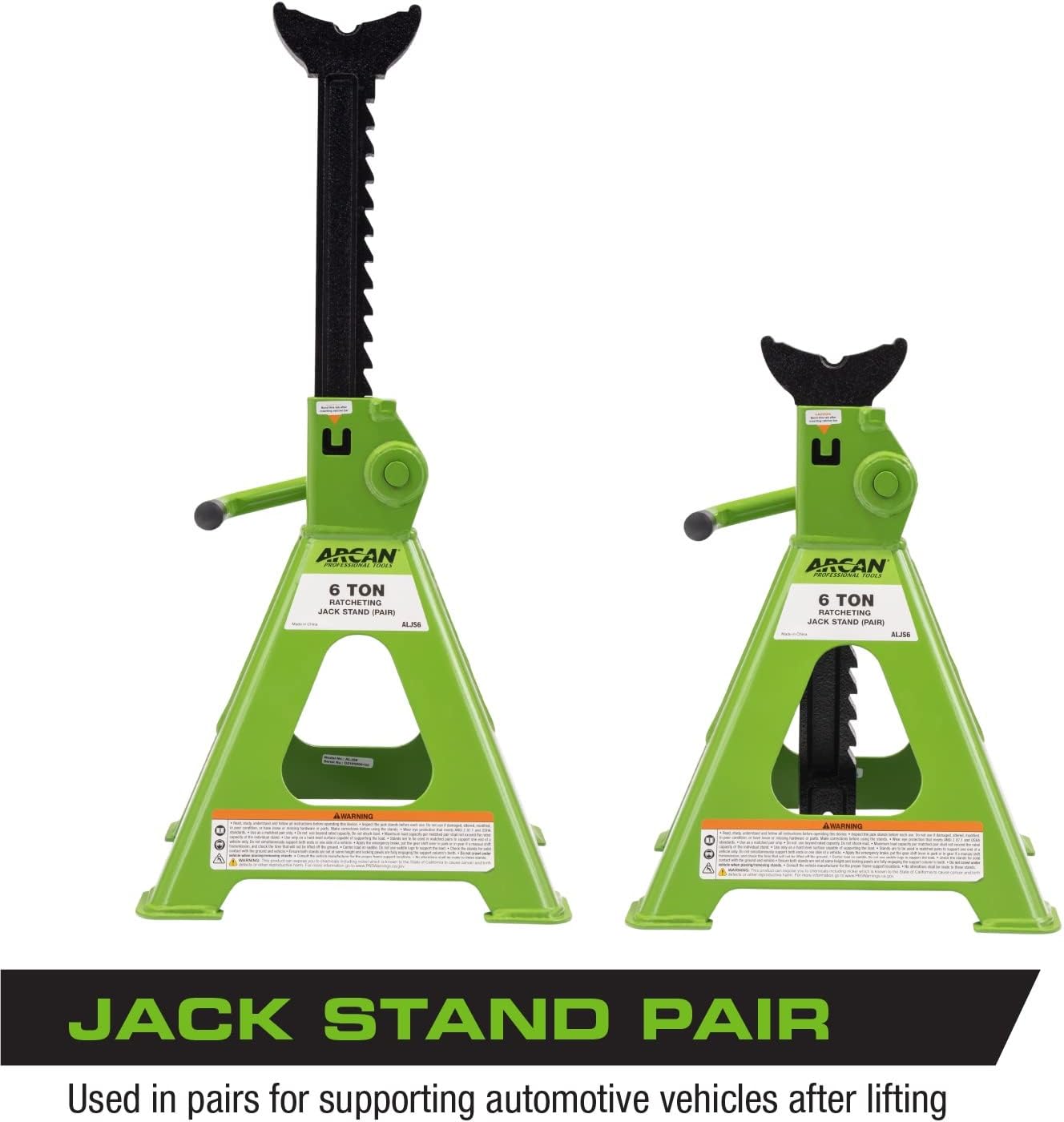 Arcan 3 Ton (6,000 lbs.) Hybrid Heavy Duty Aluminum and Steel Low Profile Floor Jack (A20001_A20004) and Arcan 6-Ton Steel Jack Stands (ALJS6)
