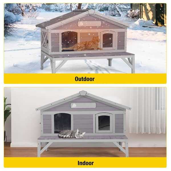 Aivituvin AIR92 Premium Wooden Cat House for Feral Cats - Pet Supplies online store
