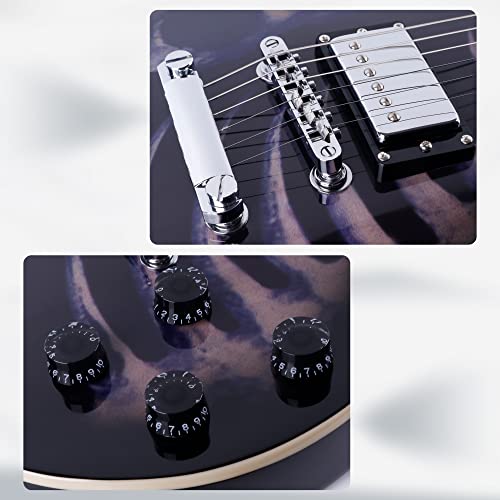 Leo Jaymz 24.75" Single Cut Curved Top Electric Guitar - with Cool Skull Graphic Design on Top (Skull)