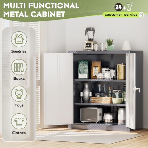 Incbruce 72” Metal Storage Cabinet, Garage Cabinets and Storage System with Doors and Shelves, Tall Lockable Tool Cabinet for Garage, Office, Home (Black)