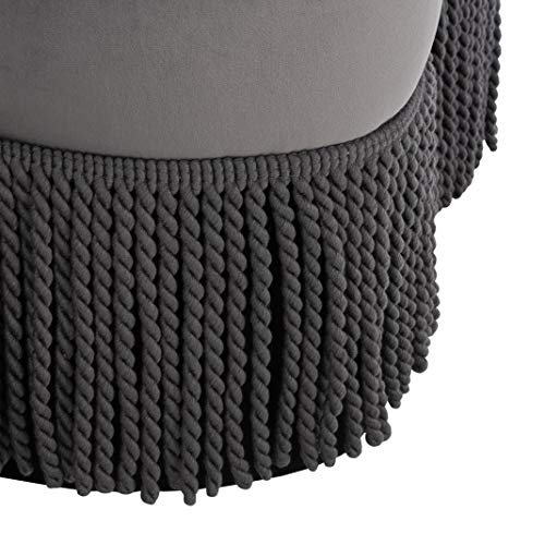 Safavieh Home Tanith Dark Grey Velvet Flower Ottoman