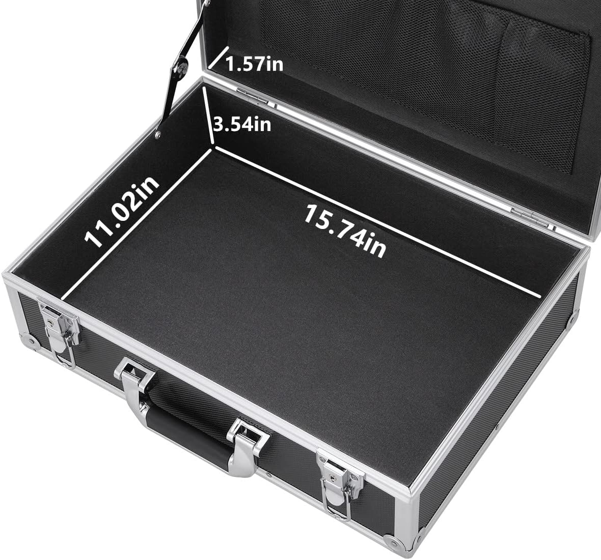 Medium Aluminum Hard Case Briefcase Toolbox Storage Box Tool Case Black Carrying Case Briefcase