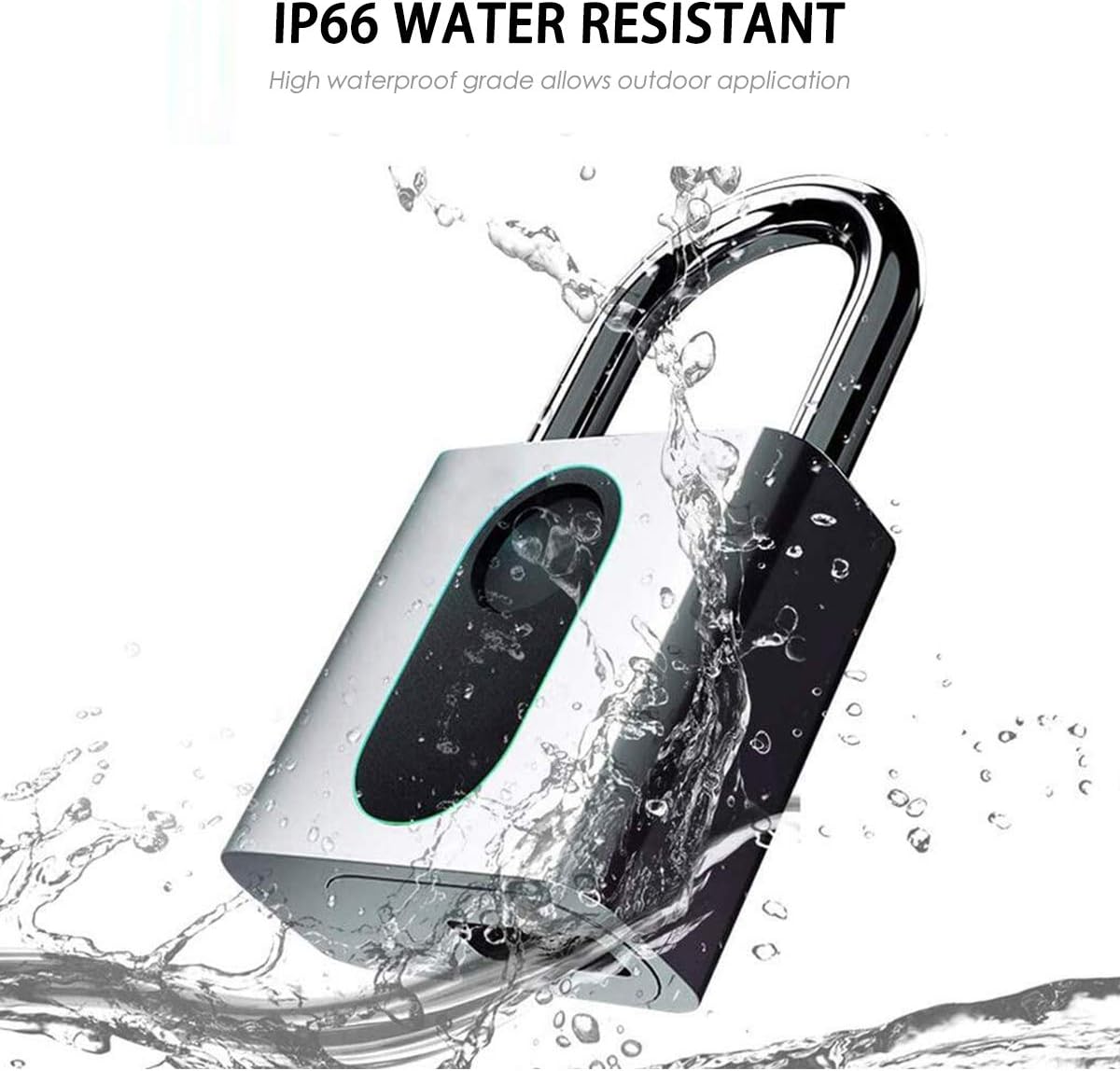Fingerprint Padlock, MEGAFEIS Smart Padlock, Bluetooth Lock, Mobile APP, IP66 , Biometric Lock with Keyless for Lockers, Office, School, Gym, Factory, Garage, Storage, Gate, Shed, Bike, Cabinet.
