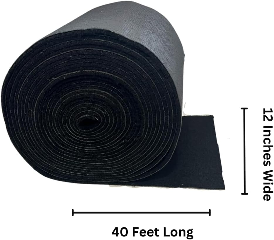 12"(in.) x 40'(ft.) 20oz Boat Trailer Bunk Carpet, Trailer Guide Carpet, Boat Padding, Marine Carpet, Boat Carpet, Black