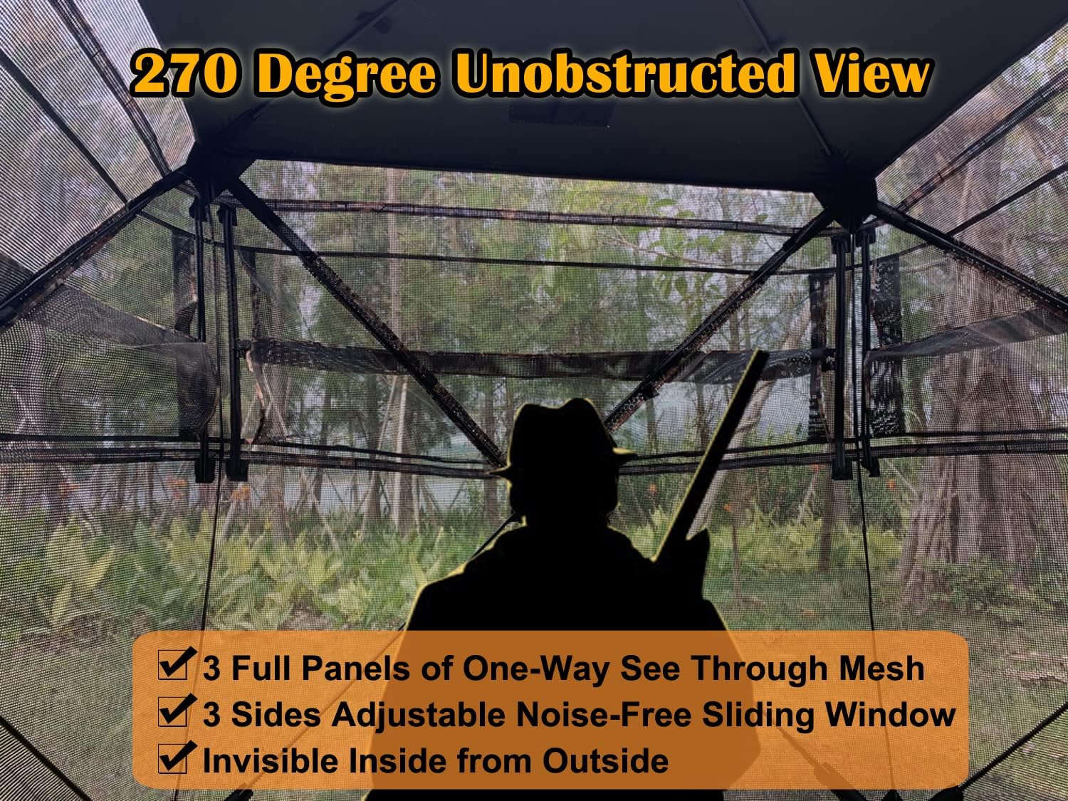 CROSS MARS Portable 3 Person 270° See Through Ground Camouflage Hunting Blind Tent