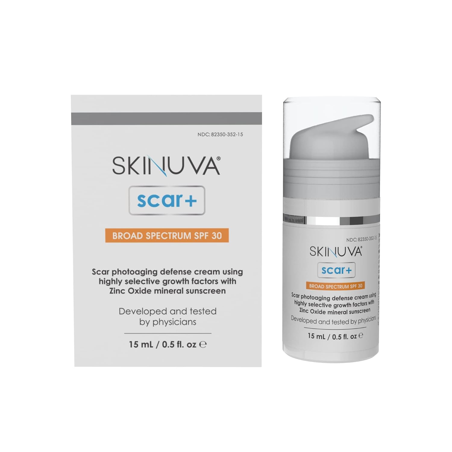 Skinuva® Next Generation Scar+ SPF 30 Cream (0.5oz) Brite Dark Spot Treatment (1oz)| Advanced Scar Removal + Skin Brightening Cream | Formulated with Highly Selective Growth Factors