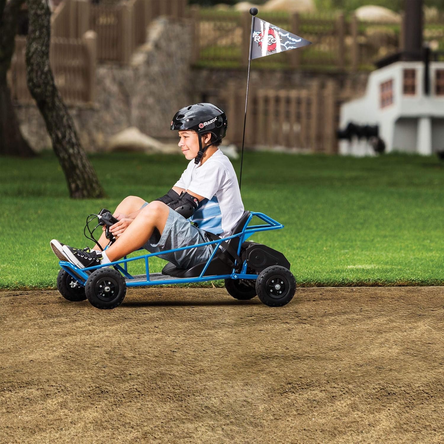 Razor Vintage Single Rider Electric Compact Steel Frame Kart Dune Buggy for Ages 8 and Up with 120 Pound Maximum Weight Capacity, Blue