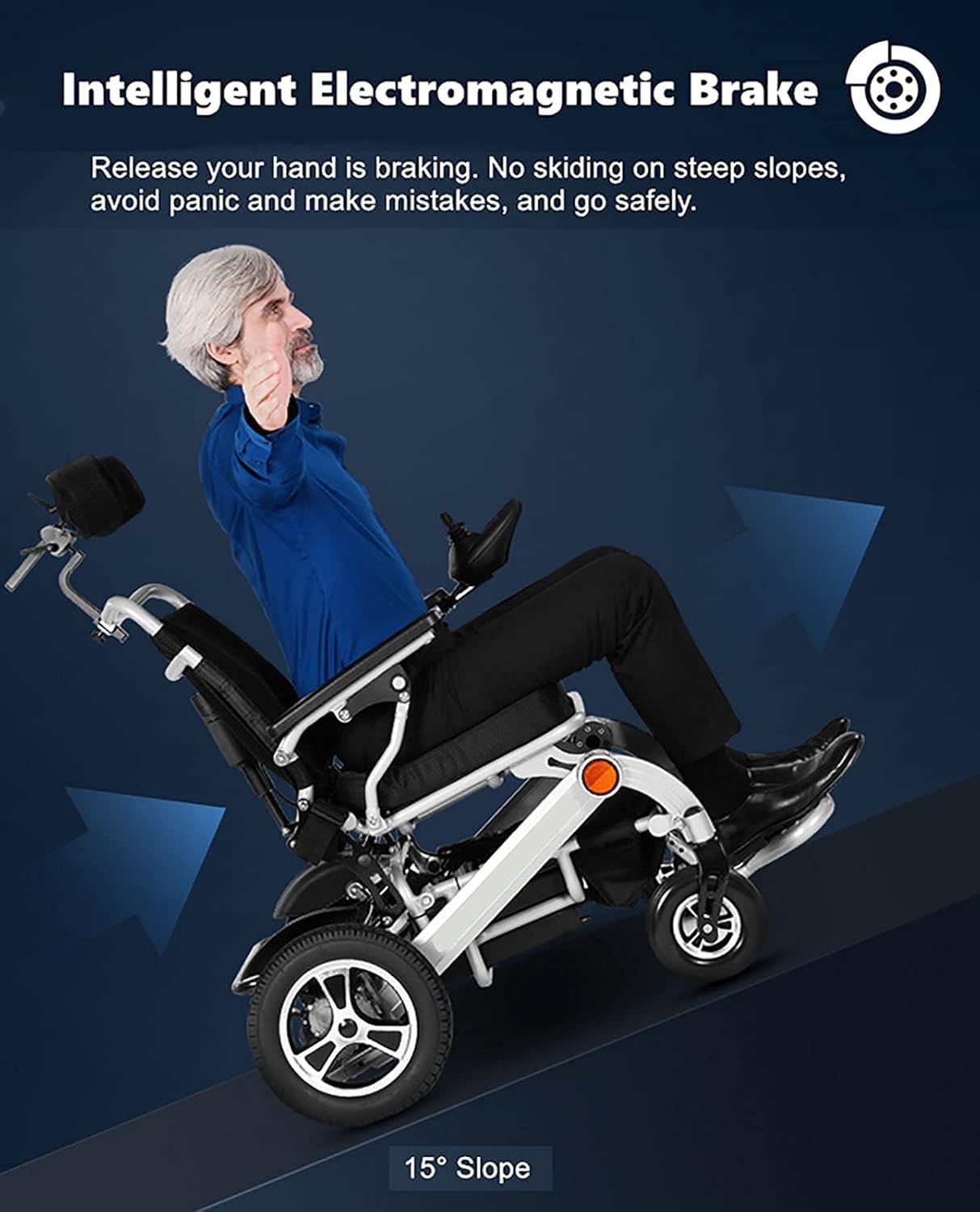 Deluxe Electric Wheelchair Motorized Foldable, Dual 500W Motors, All Terrain, Dual Battery Portable,Auto Adjusting Backrest Lightweight Reclining Electric Wheelchair