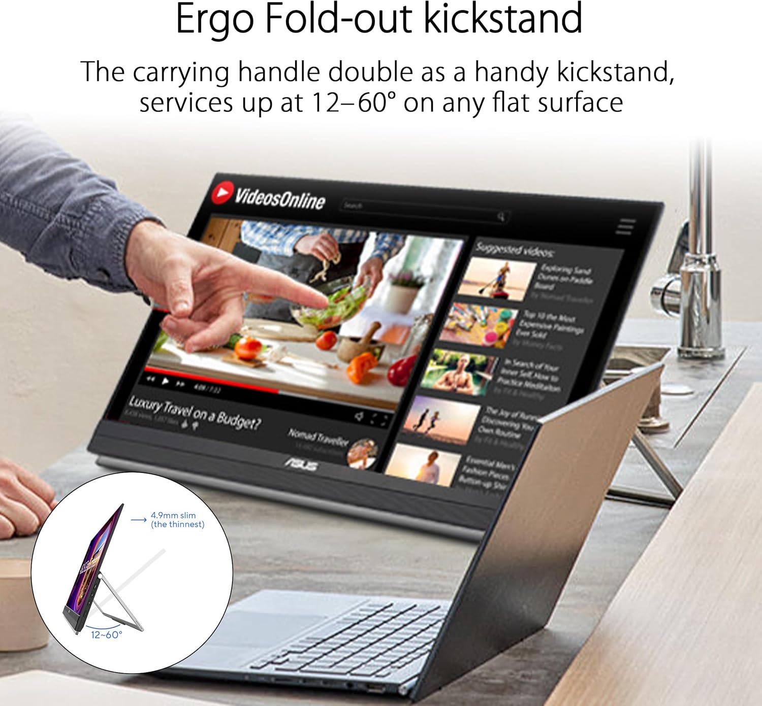 ASUS ZenScreen 22” (21.5 viewable) 1080P Portable Monitor (MB229CF) – Full HD, IPS, 100Hz, USB-C, Eye Care, Speakers, Carrying Handle, Kickstand, C-clamp Arm, Partition Hook, Subwoofer, 3 yr warranty