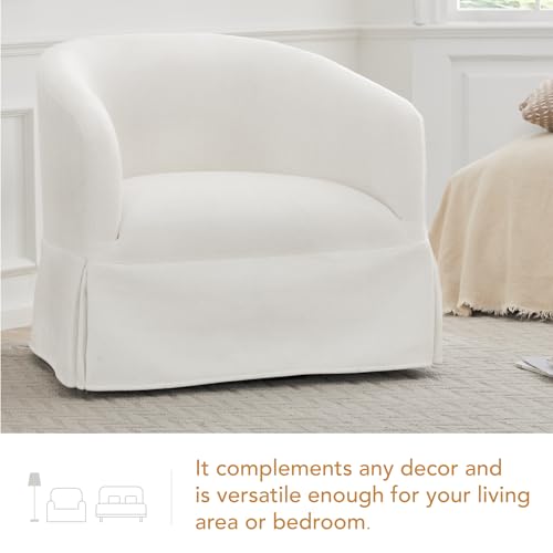 Swivel Accent Chair Modern Barrel Armchair for Bedroom Nursery Reading Waiting Living Room, 22-inch Wide Seat, Sand