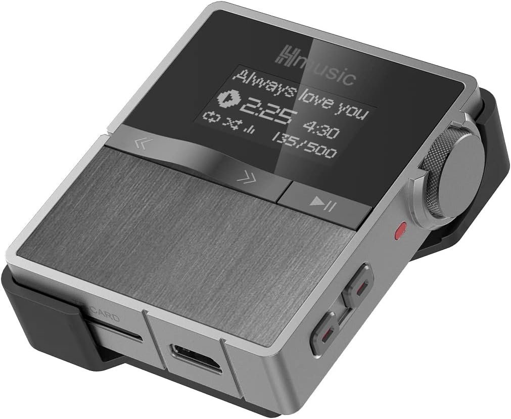 Hmusic P68 HiFi MP3 Player with Clip, Lossless DSD High Resolution Music Player Bluetooth, Portable Hi-Res Audio Player with 16GB Memory Card, Support up to 128GB Hifi Music Player for Sport, Running