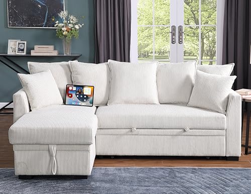 Oversized U-Shaped Sectional Sofa Couch Plush Corduroy Upholstered Modular Deep Seat Sofa&Couch Sectional W/Right Facing Chaise Lounge and 7 Toss Pillows for Home Apartment Living Room Furniture Sets