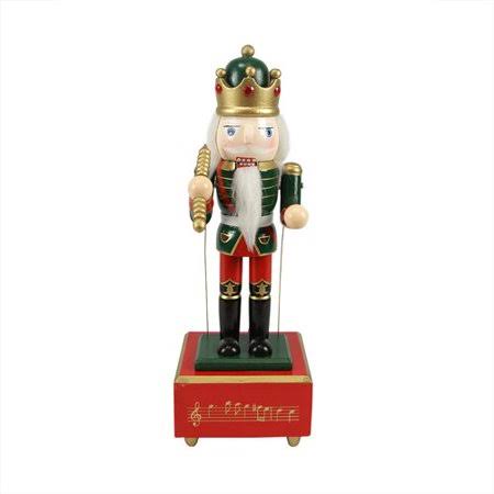 Northlight Seasonal Decorative Wooden Animated and Musical Christmas Nutcracker King with Scepter