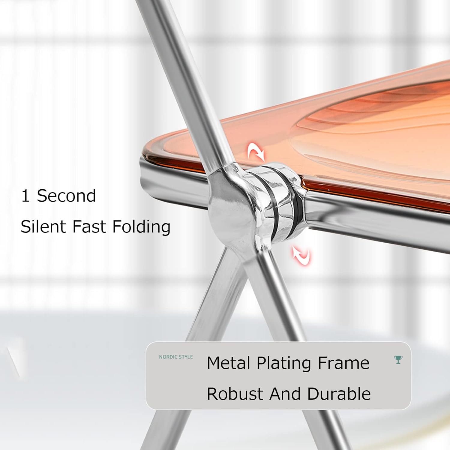 Folding Tray Table End Side Table, Stackable Folding Plastic Chairs Office Chair Seat Metal Legs, Portable Save Space, Furniture Home Room Bar Decor, Heavy Duty Double Braced Single Accent Desk