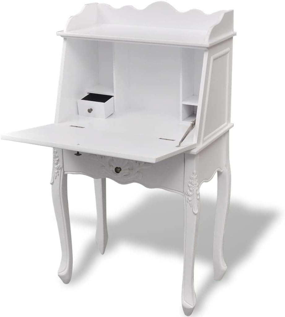 Wooden French Secretary Desk,Office Desk with Drawers,Writing Desk with Drawers,with Hinged Desktop That Doubles as The Cabinet Door,As a Work, Writing, or Computer Desk.