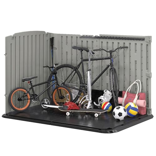 Suncast Glidetop Horizontal Outdoor Storage Shed with Pad-Lockable Sliding Lid and Doors, All-Weather Shed for Yard Storage, 57.5" W x 79.75" D x 52" H, Made in The USA