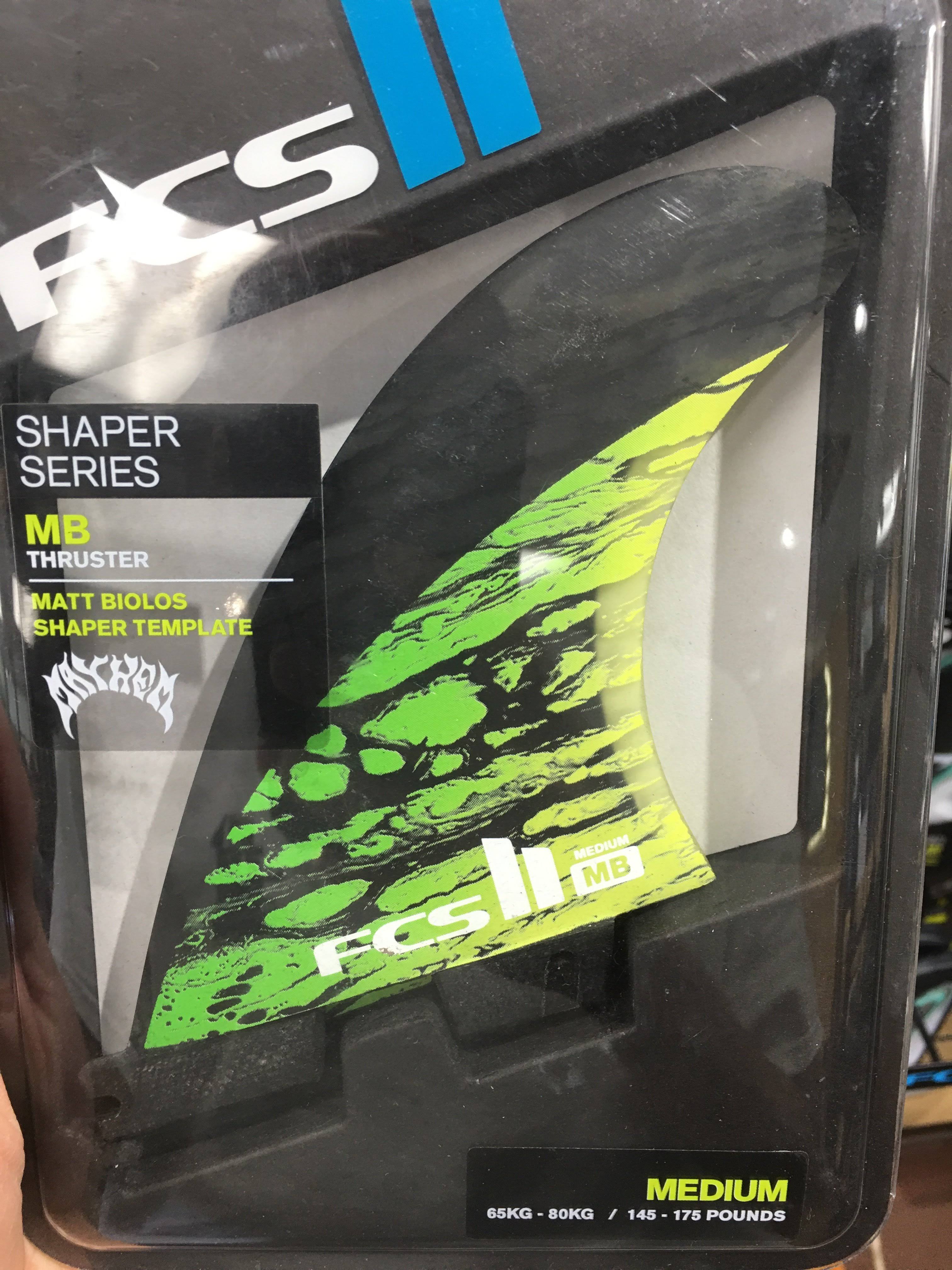 FCS II Matt Biolos PC Carbon Tri Fins Medium / Green