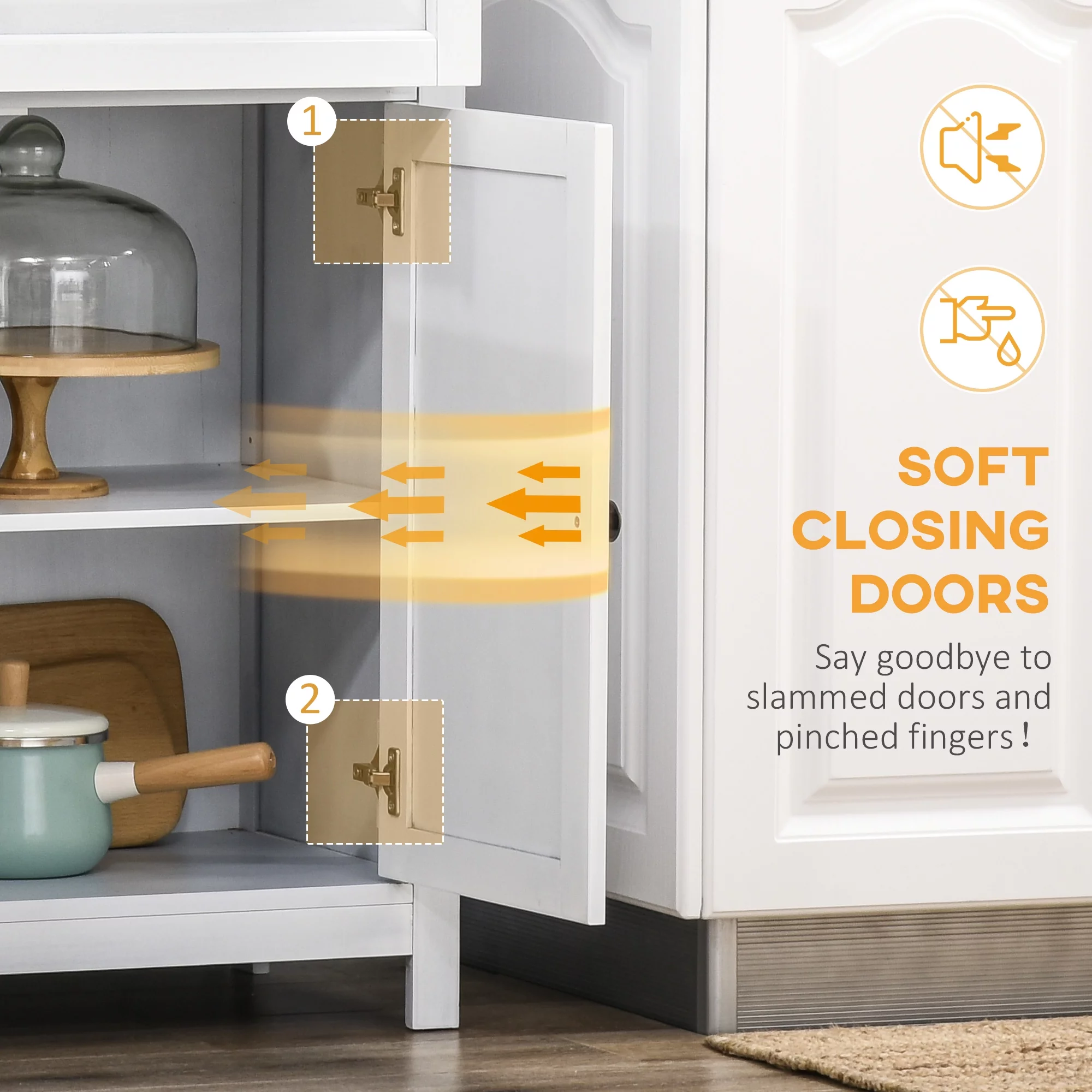 HOMCOM 72.5" Pinewood Large Kitchen Pantry Storage Cabinet, White