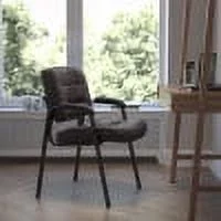 BizChair Brown LeatherSoft Executive Side Reception Chair with Black Metal Frame