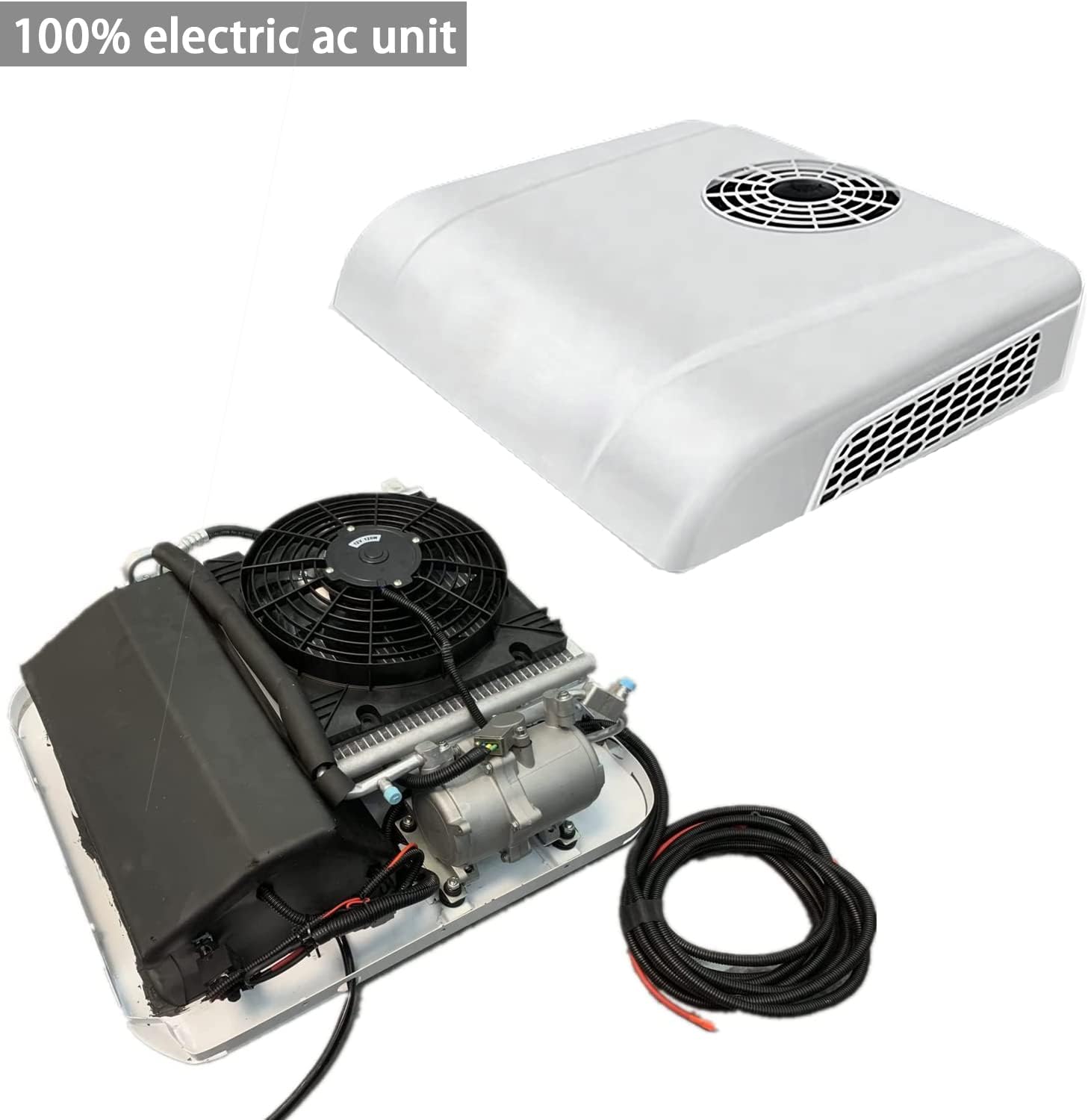 12 Volt Universal Electric Rooftop Air Conditioner, 13,500 BTU Non-Ducted -Quiet AC - Cooling Only |-RV AC Unit - Camper Air Conditioner for RV BUS Truck Vehicle