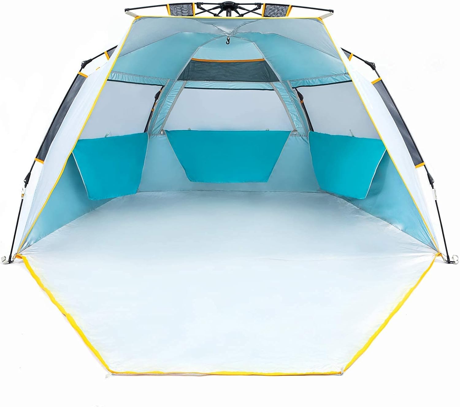 WolfWise 3-4 Person Easy Up Beach Tent UPF 50+ Portable Instant Sun Shelter Canopy Umbrella with Extended Zippered Porch