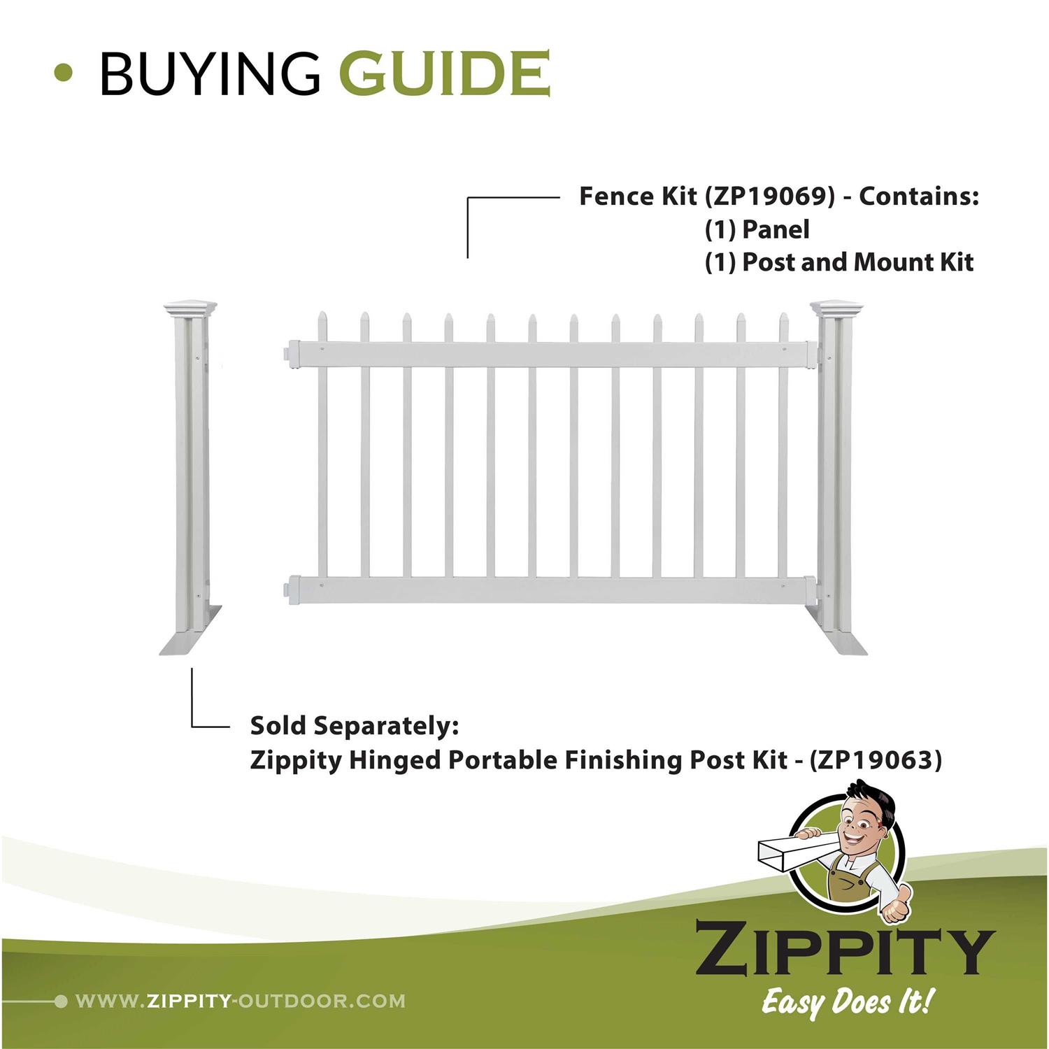 Zippity 3.2 ft. H x 5.5 ft. W Kensington Hinged Portable Event Vinyl Fence Panel Zippity Outdoor Products - Shop Hardware Tools Online Store