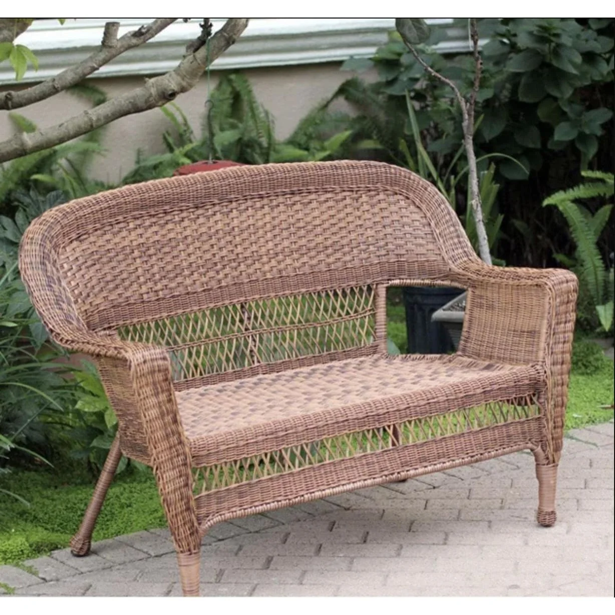 Jeco Wicker Patio Love Seat White
