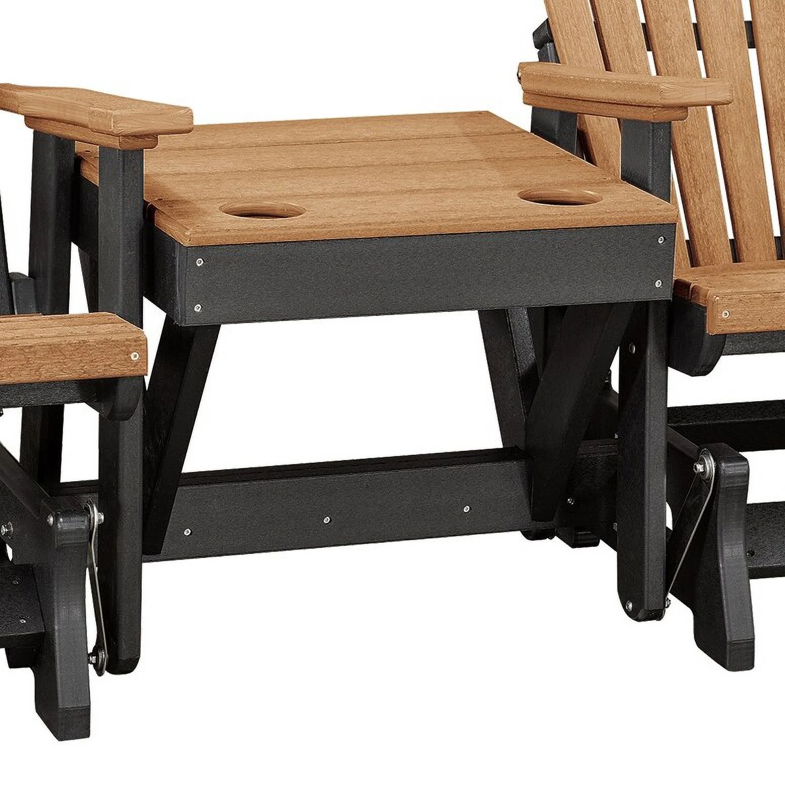 OS Home and Office Model Double Glider with Center Table in Cedar with a Black Base