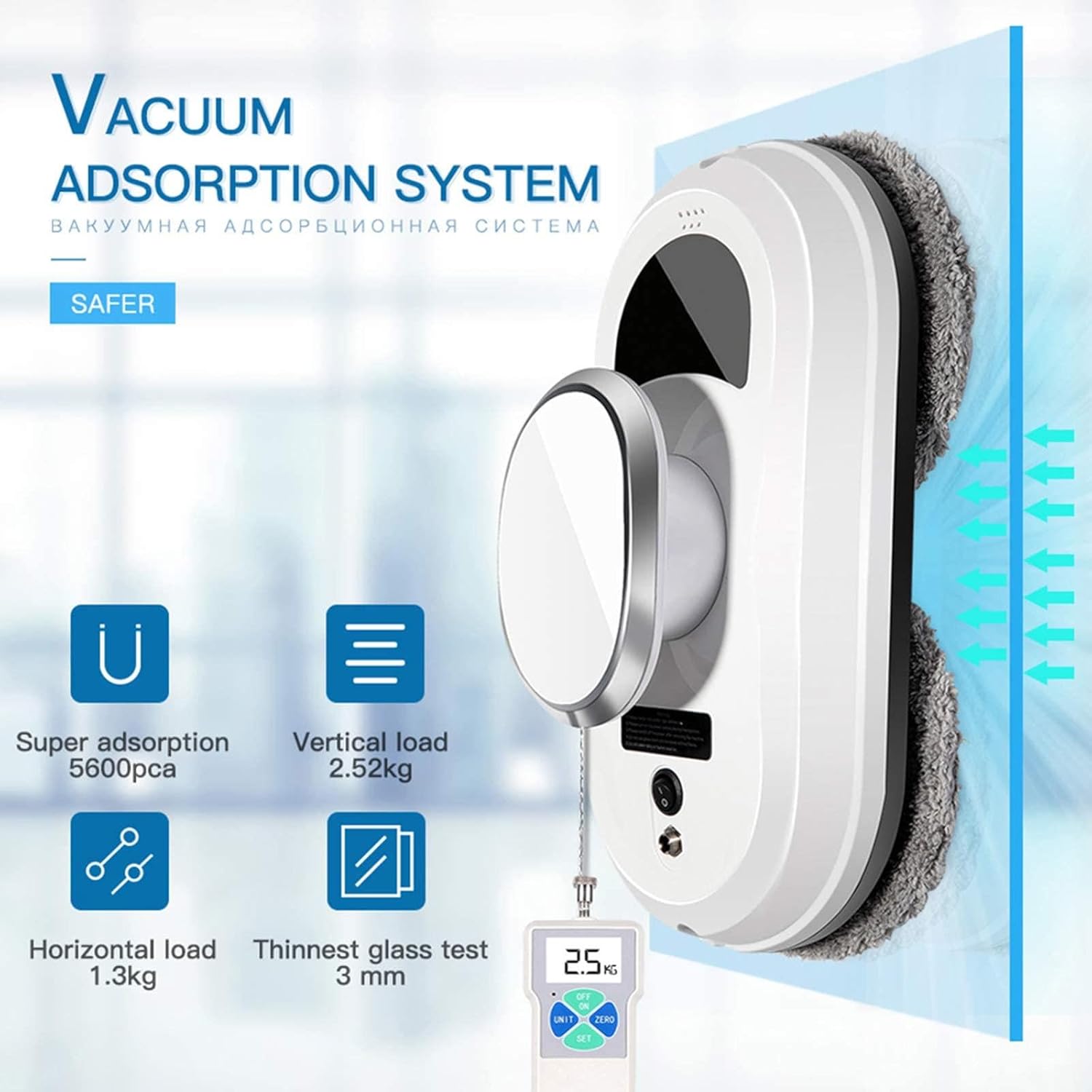 Automatic Window Cleaner Robot for Indoor/Outdoor Glass Window Cleaning, Smart Window Cleaning Robot with Remote Control