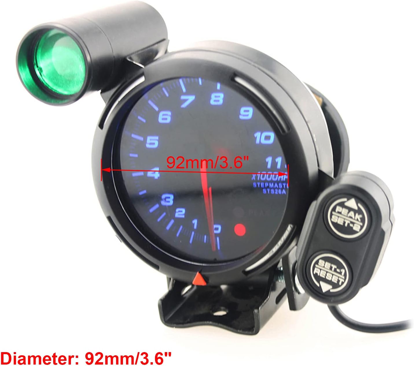 Universal 3.6 Car Tachometer Gauge Kit, Keenso 12V Blue LED 11000 RPM Meter Tachometer for Car with Adjustable Shift Light