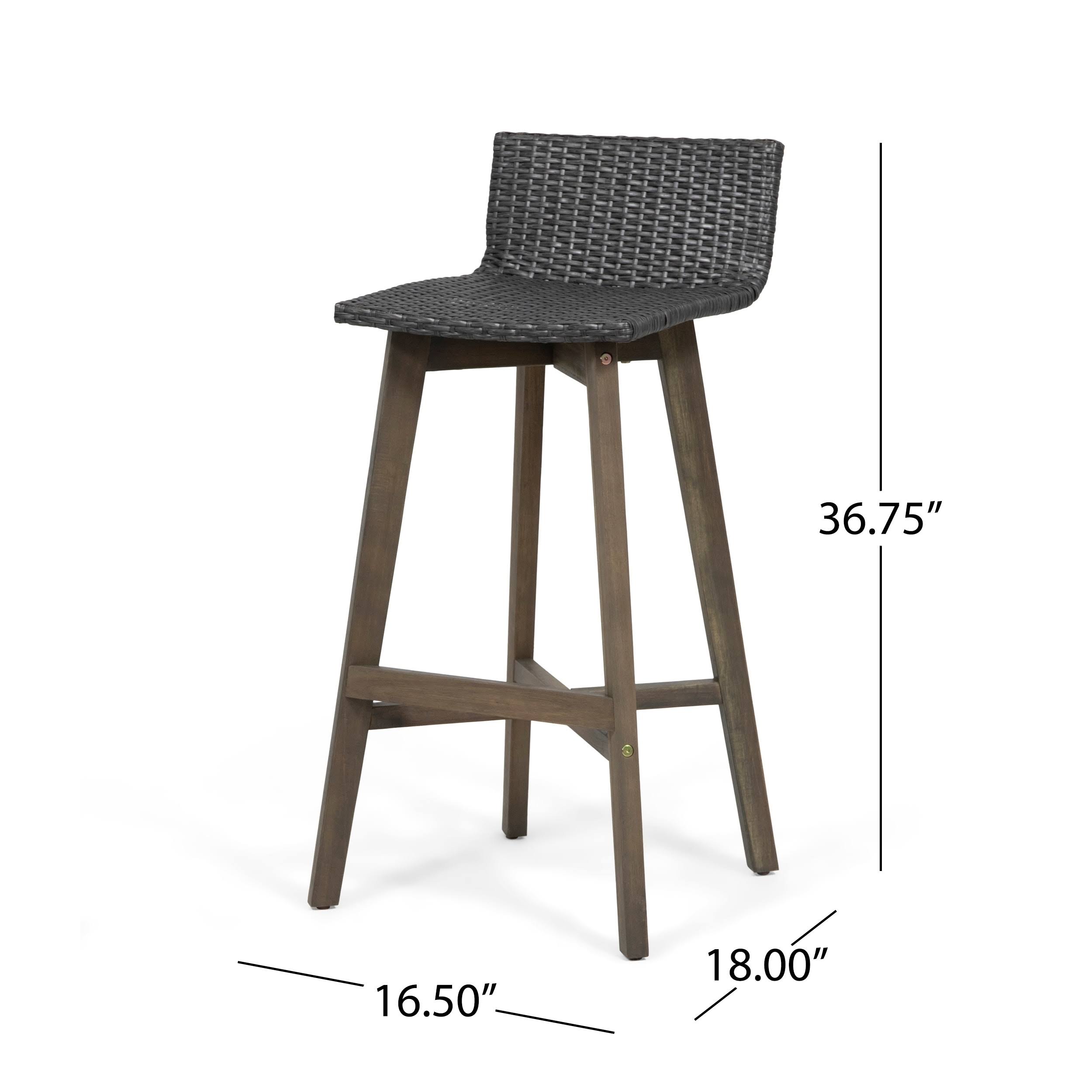 4pk La Brea Acacia Wood u0026 Wicker Patio Barstools Brown - Christopher Knight Home
