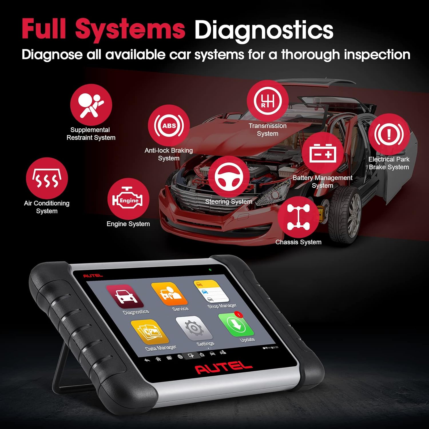 Autel Scanner MaxiPRO MP808 OBD2 Diagnostic Scan Tool with Bi-directional Control, Key Fob Programming, ABS bleeding brake, Reset Functions including Oil Reset, EPB, SAS, DPF, BMS, ABS, SRS, TPMS
