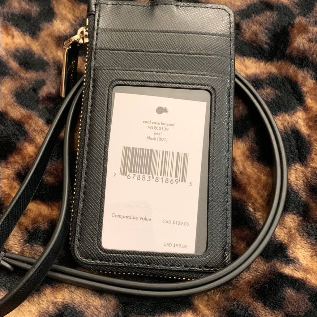 Kate Spade Accessories | Kate Spade Staci Card Case Lanyard | Color: Black/Gold | Size: Os | Egieb&s Closet