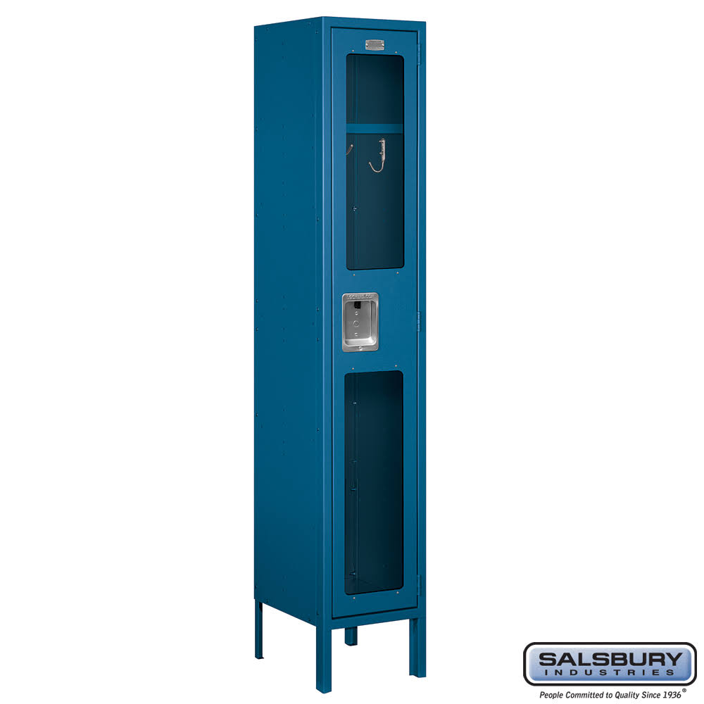 Salsbury 12x22 Wide Single Tier See-Through Metal Locker - 1 Wide - 5 Feet High - 12 Inches Deep - Blue - Unassembled