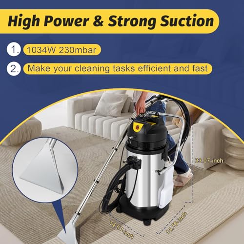 BAIODNB 1000W/2kW Commercial Carpet Cleaner Machine, 360° Carpet Shampoo Machine Rug Cleaner Machine, Industrial Steam Cleaner Deep Steam Cleaner for Hotels, Offices