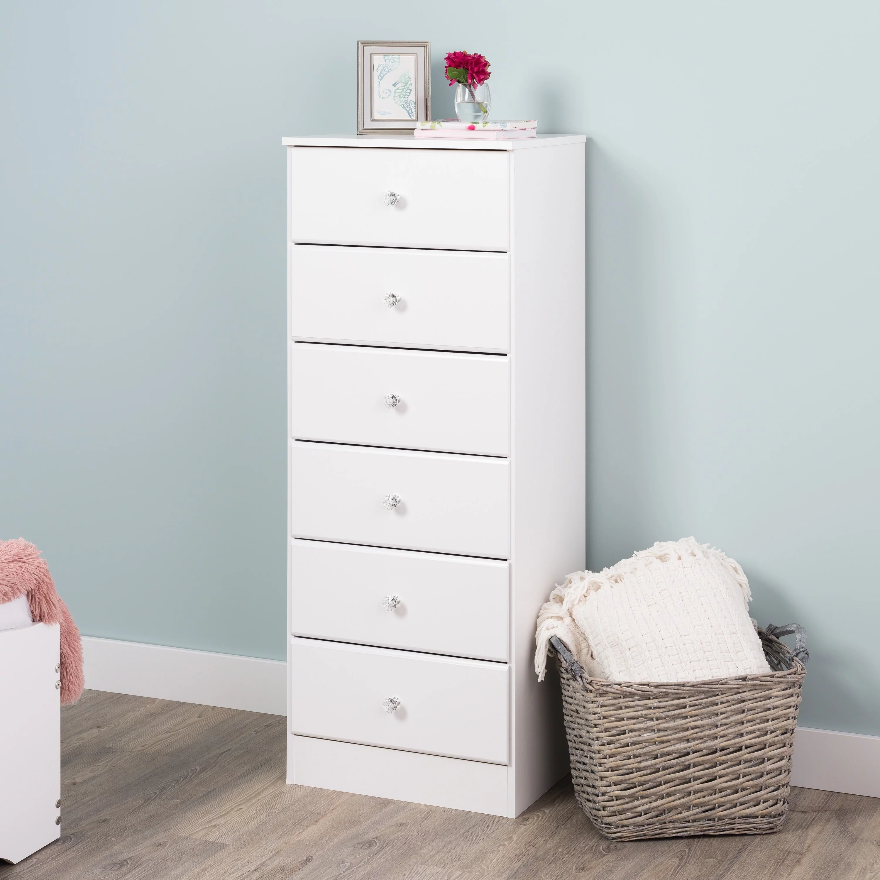 Prepac Astrid 6-Drawer Tall Chest, Crystal White