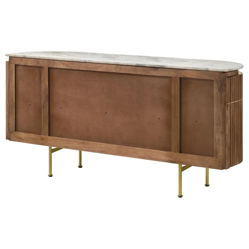 Coaster Ortega 4-door Marble Top Dining Sideboard Server in White and Natural