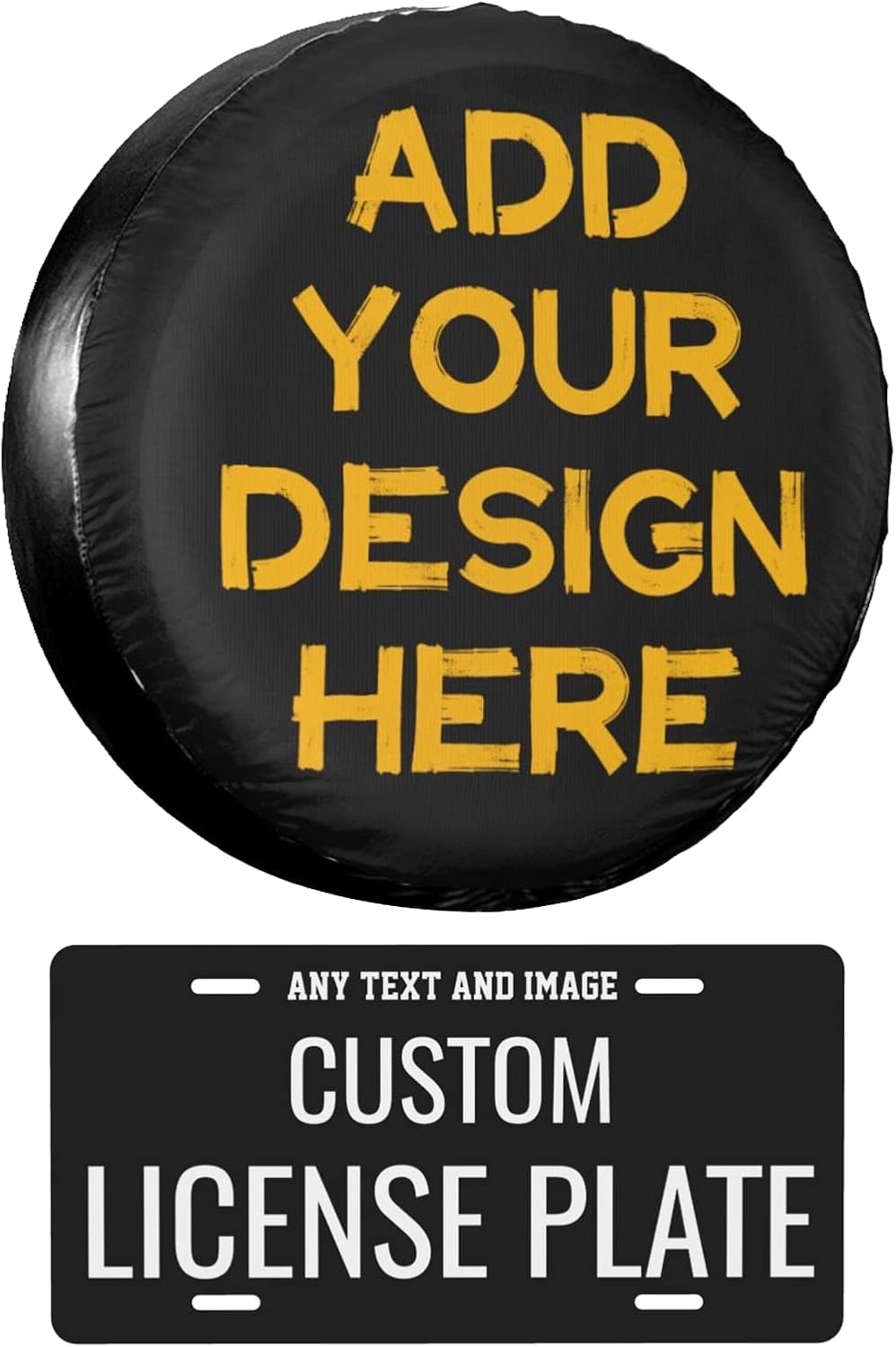 Custom Spare Tire Cover Set with License Plate Personalized Tire Cover with Photo Picture Logo Text Fit for Universal Car Jeep Uv Truck SUV Wheel Pack of 2